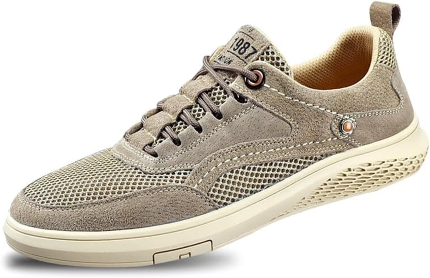 

Мужские повседневные туфли на шнуровке с дышащей сеткой, кроссовки для ходьбы, модные легкие обувь для мужчин Generic, хаки