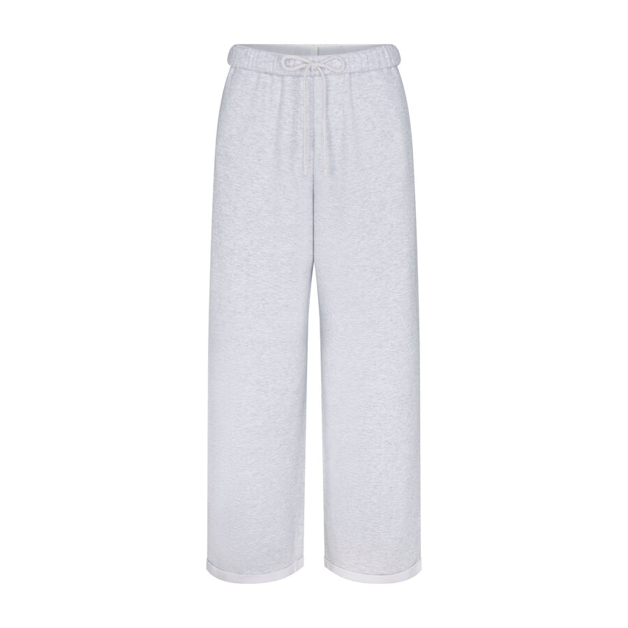 

Классические прямые брюки SKIMS Cotton Fleece, цвет Light Heather Grey