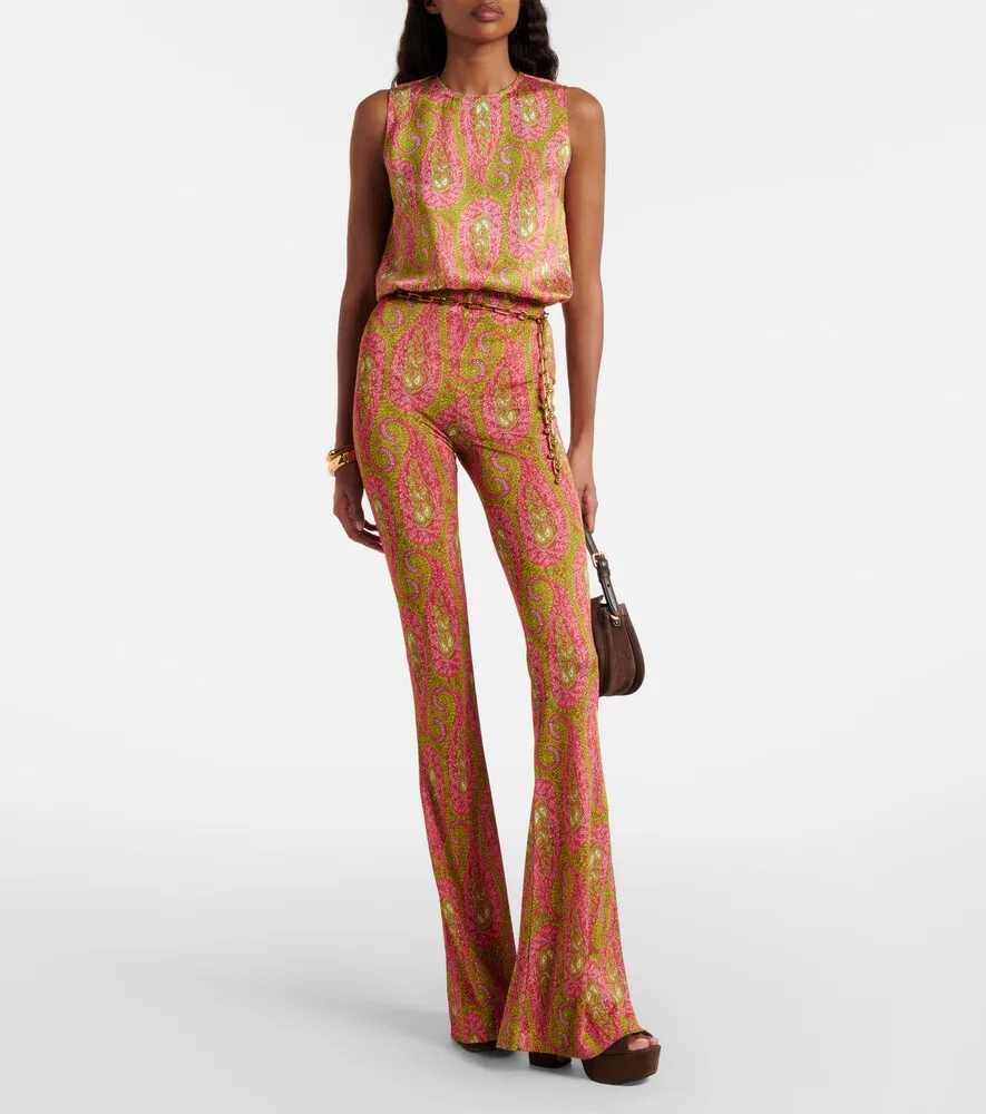 Расклешенные брюки с узором пейсли Etro, зеленый — фото 2
