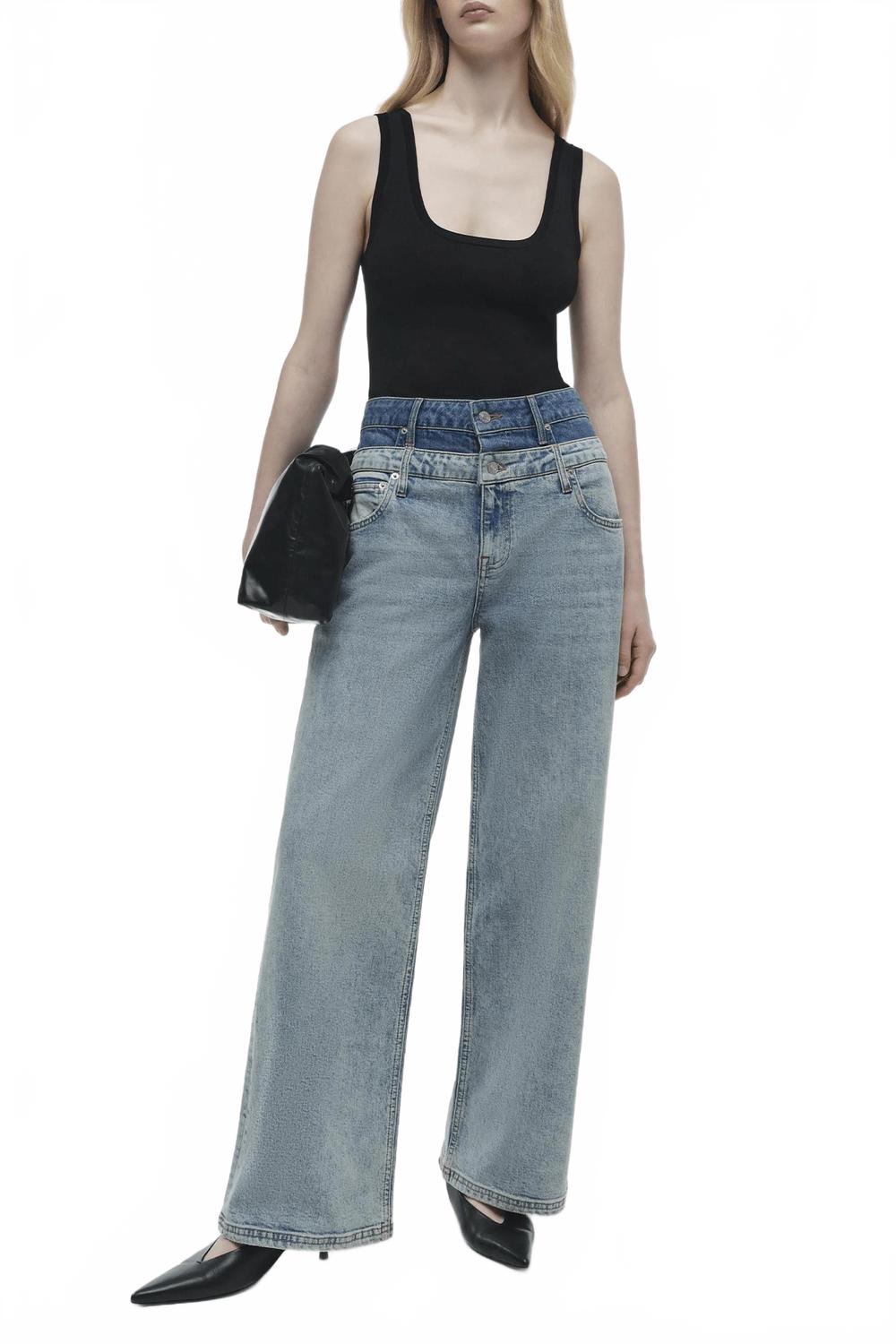 

Кове Джинсы с двойным поясом в двухцветном исполнении Дель Мар SIMKHAI, Two Tone Del Mar