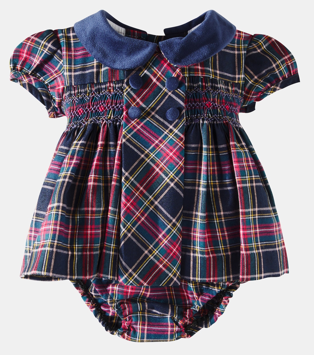 Комплект из хлопкового смесового платья и панталон Baby Arcadia La Coqueta, Navy Tartan — фото 2