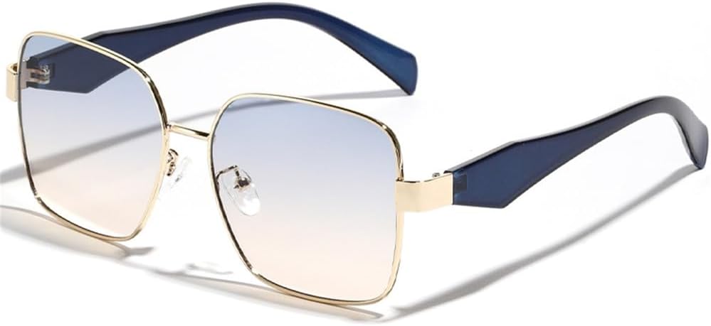 

Солнцезащитные очки в ретро-стиле с металлической оправой, большие, для женщин и мужчин, винтажные, с защитой от УФ-излучения UV400, для использования на открытом воздухе LANGSER, Blue Yellow