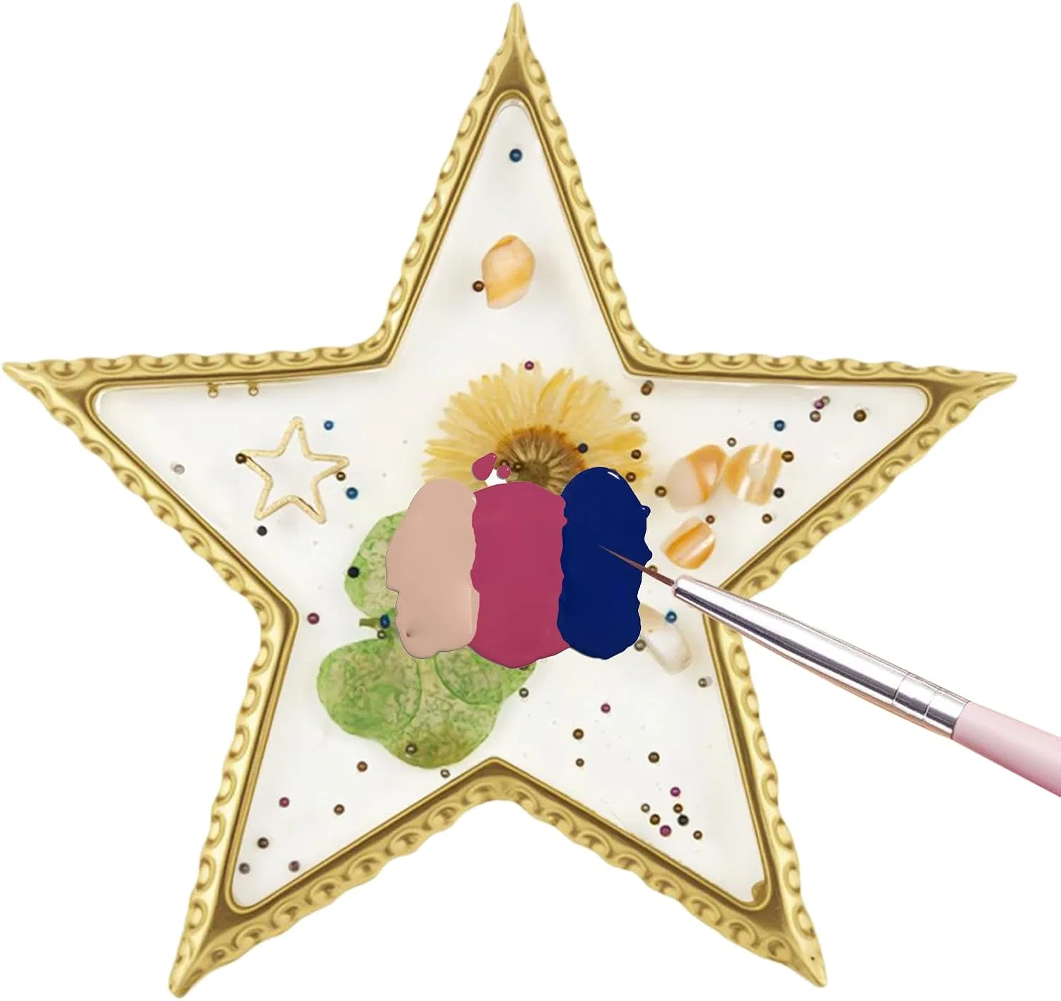 Палитра для ногтей с золотым ободком, 5 звезд