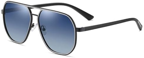 

Солнцезащитные очки для мужчин и женщин 2027 года, квадратная оправа, защита от УФ-излучения UV400, для вождения, рыбалки, плавания и пляжа MTZJH, 3375silver Navy Blue