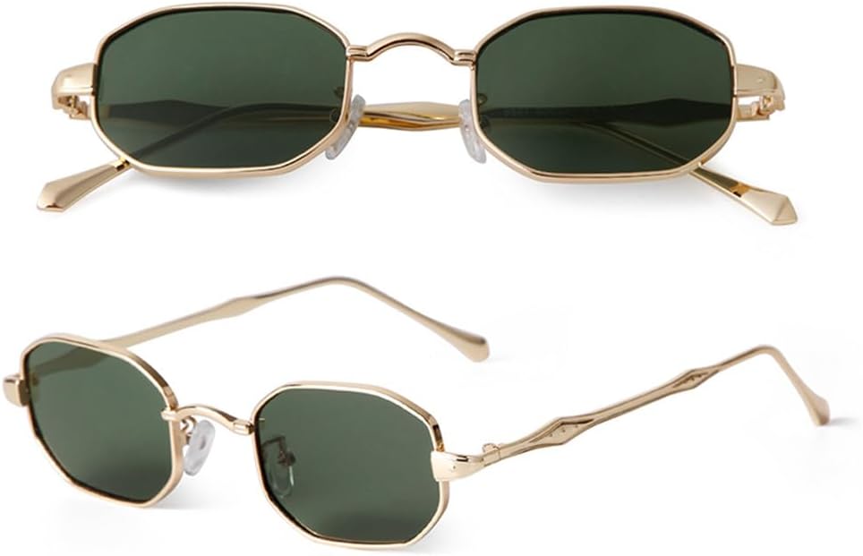 

Прямоугольные маленькие солнцезащитные очки для женщин и мужчин в стиле ретро, ​​винтаж, с металлической оправой, стимпанк, защита от ультрафиолета UV400, многоугольные LANGSER, 3