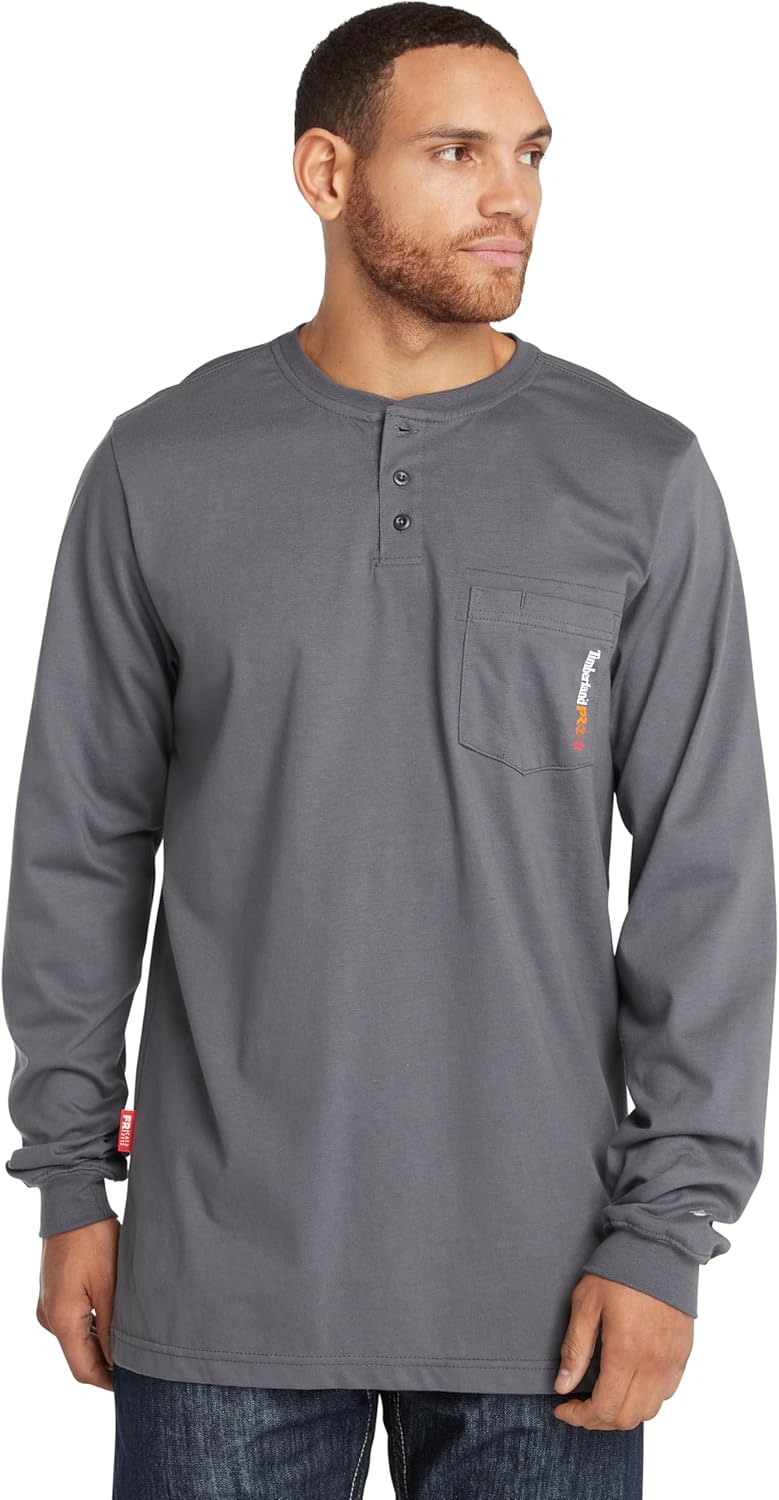 

Рубашка Timberland PRO Unisex-Adult Big & Tall Fr Cotton Core Henley, Charcoal