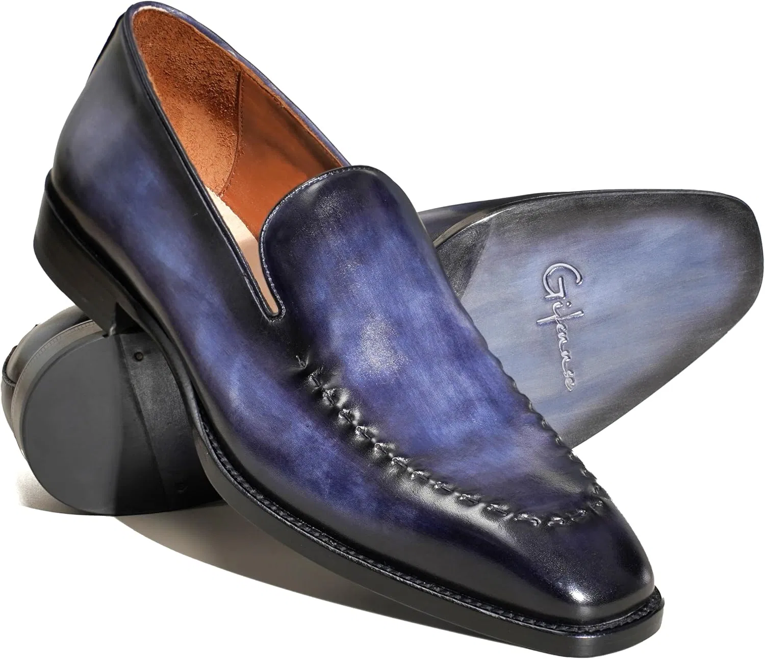 Лоферы slip-on из натуральной кожи, синие GIFENNSE — фото 3