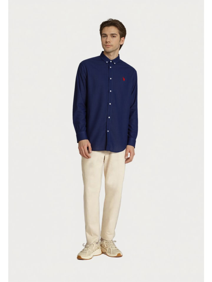 

Льняная рубашка темно-синего цвета U.S. Polo Assn.