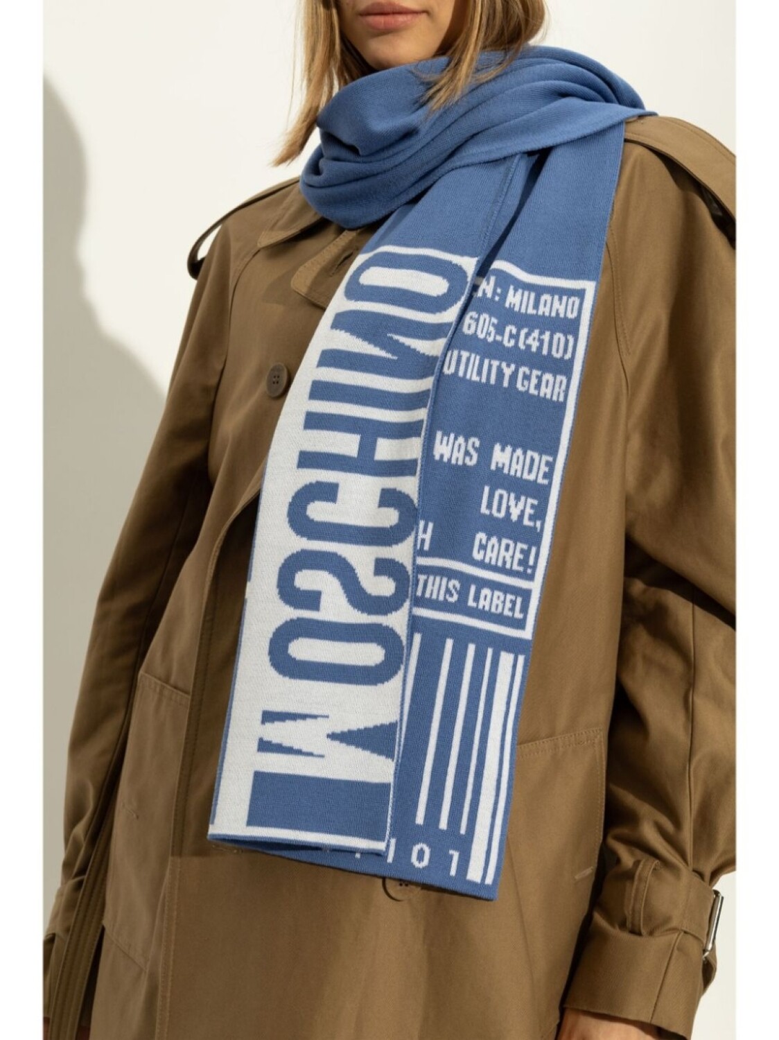 

Moschino шарф со штрих-кодом, синий