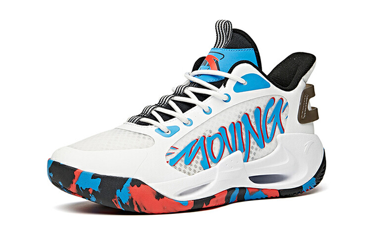 Детские баскетбольные кроссовки GS Mid-top ANTA белые/средне-синие/флуоресцентные лазерно-красные Anta Kids — фото 2