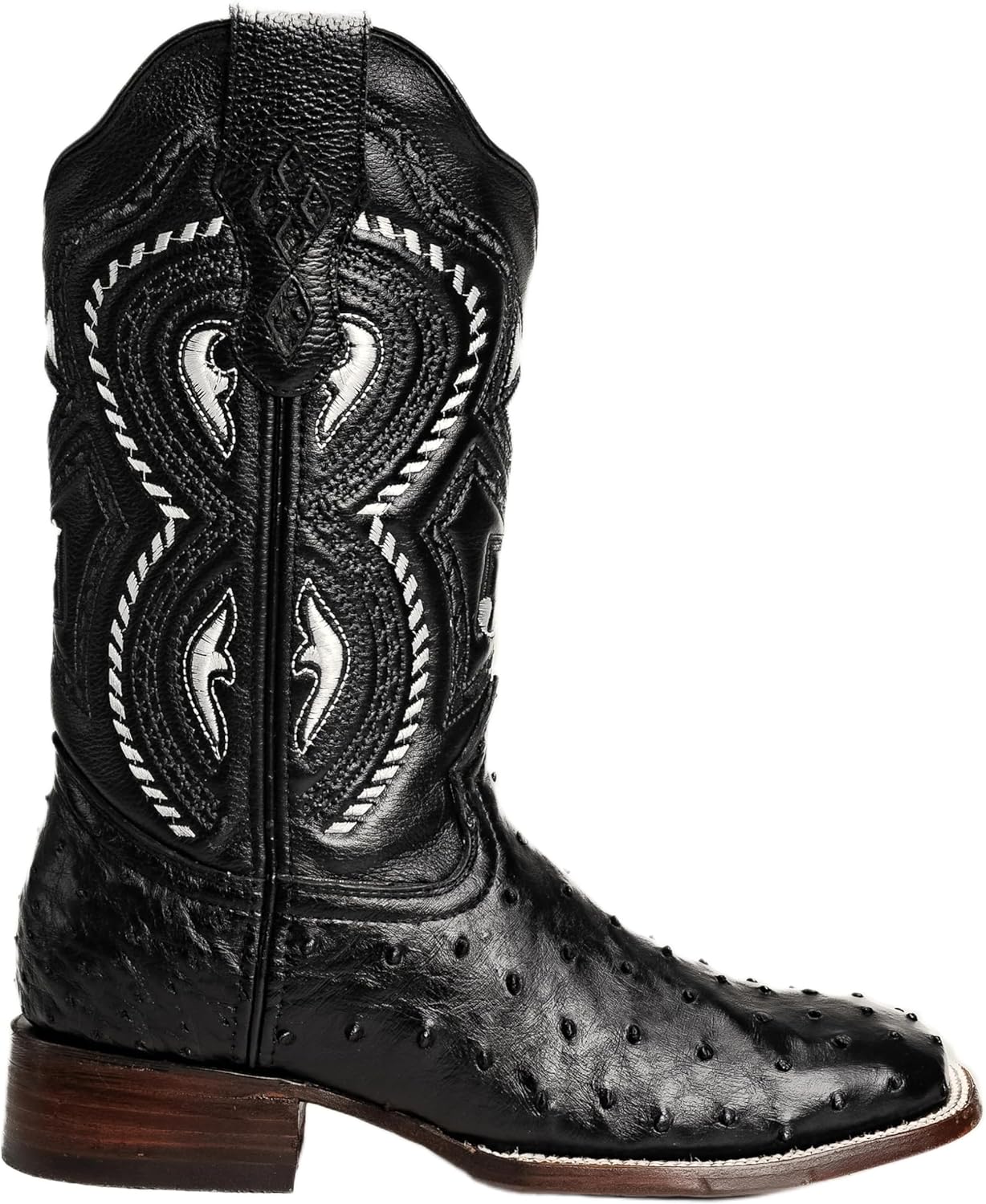 

Мужские подлинные западные ковбойские сапоги с квадратным носком из кожи страуса Full Quill - черные Generic