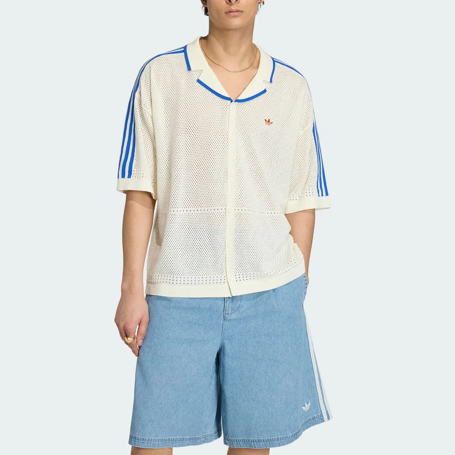 Трикотажная рубашка KNITTED RESORT мужская Adidas Originals, Jade White — фото 4