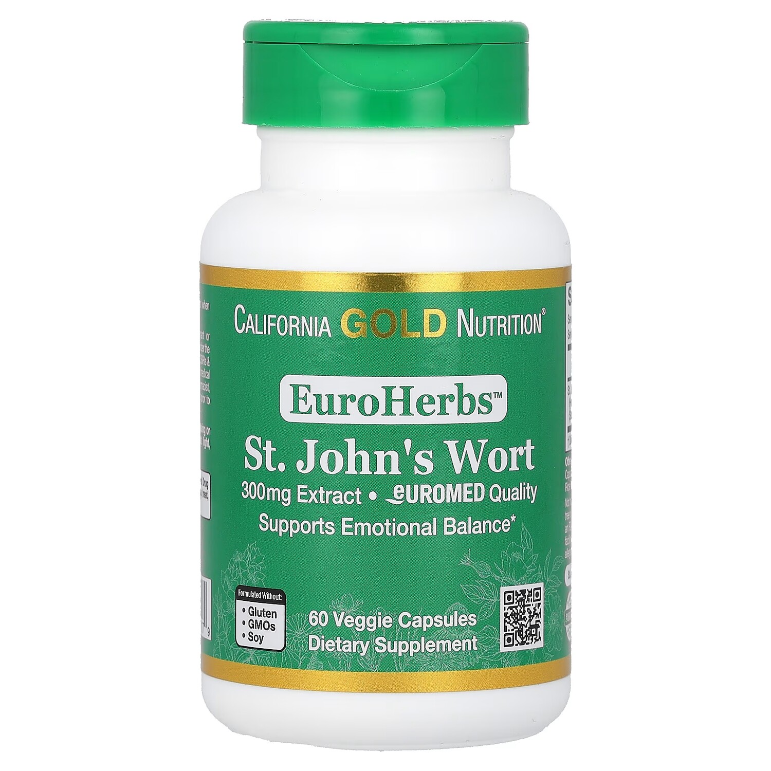 

California Gold Nutrition EuroHerbs Зверобой продырявленный Euromed Quality 300 мг 60 растительных капсул