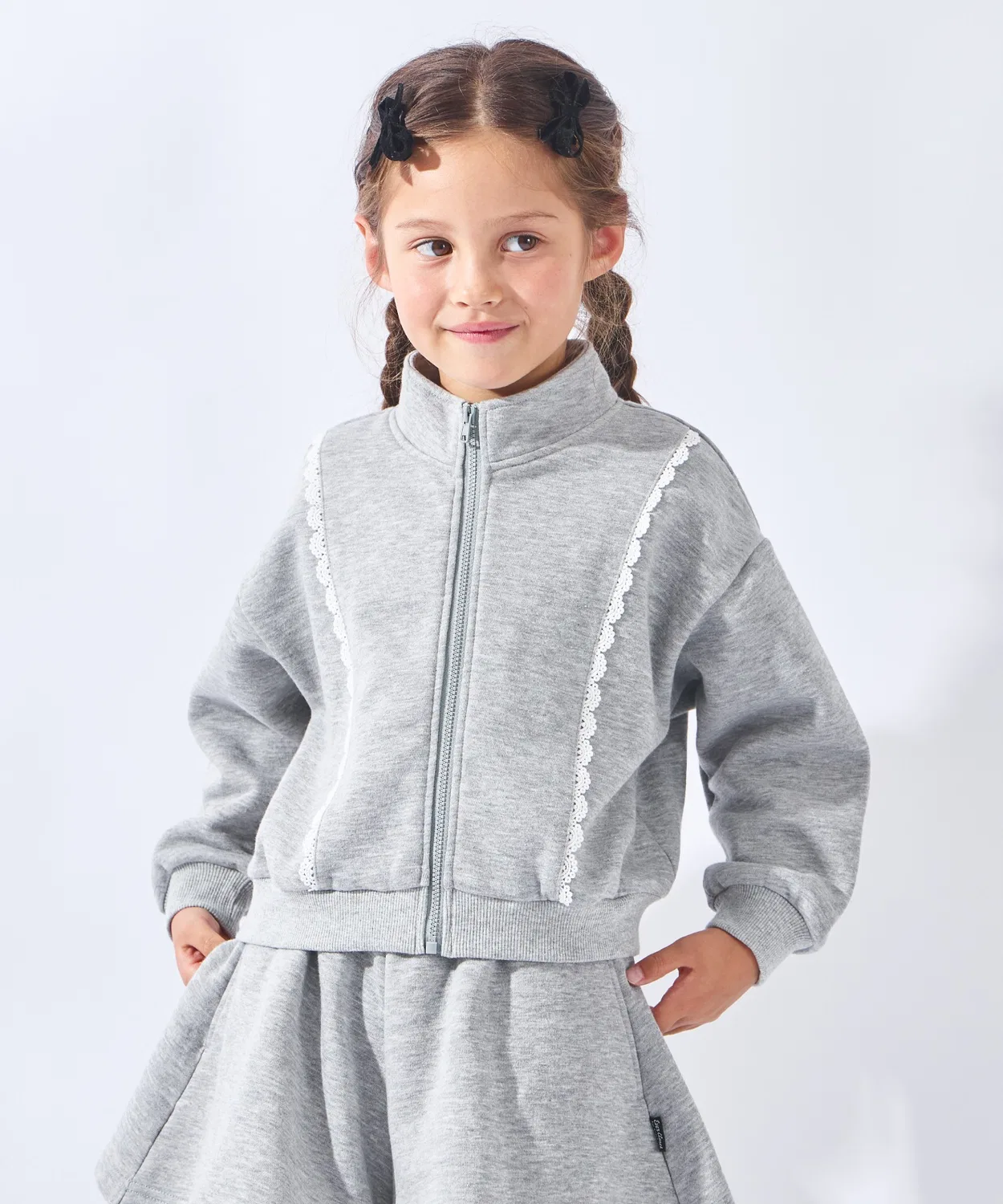 Сет из флисового свитшота и юбки-брюк ever closet, серый меланж — фото 2