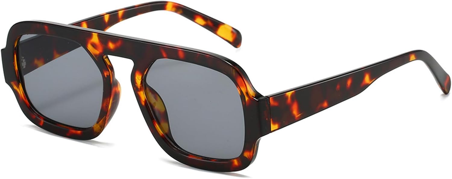 

Солнцезащитные очки Mirkcittle Trendy Square Aviator для женщин и мужчин, в стиле ретро с плоской оправой, классические стильные дизайнерские солнцезащитные очки, Tortoise/Grey Lens