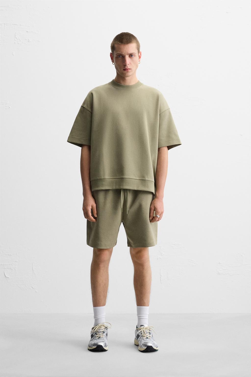 

Текстурированная толстовка с замком ZARA, цвет Mid-green