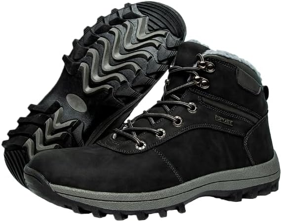 

Мужские зимние походные ботинки, водонепроницаемые утепленные ботинки с плюшевой подкладкой и нескользящей подошвой - популярная обувь для активного отдыха и повседневной носки Hhhchpm, черный