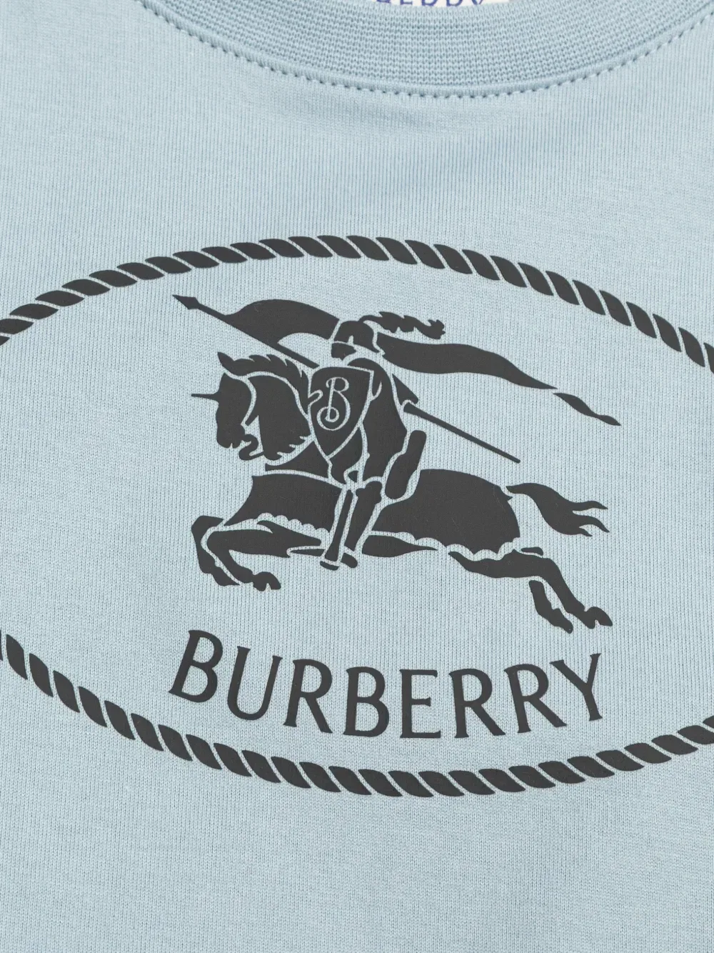 Футболка с логотипом и пуговицами на плече Burberry Kids, синий — фото 4