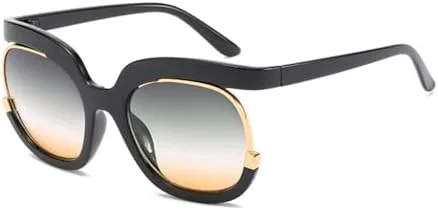 

Круглые солнцезащитные очки большого размера для женщин и мужчин, ретро-солнцезащитные очки для женщин, защита от УФ-излучения UV400 MTZJH, Black Green Yellow