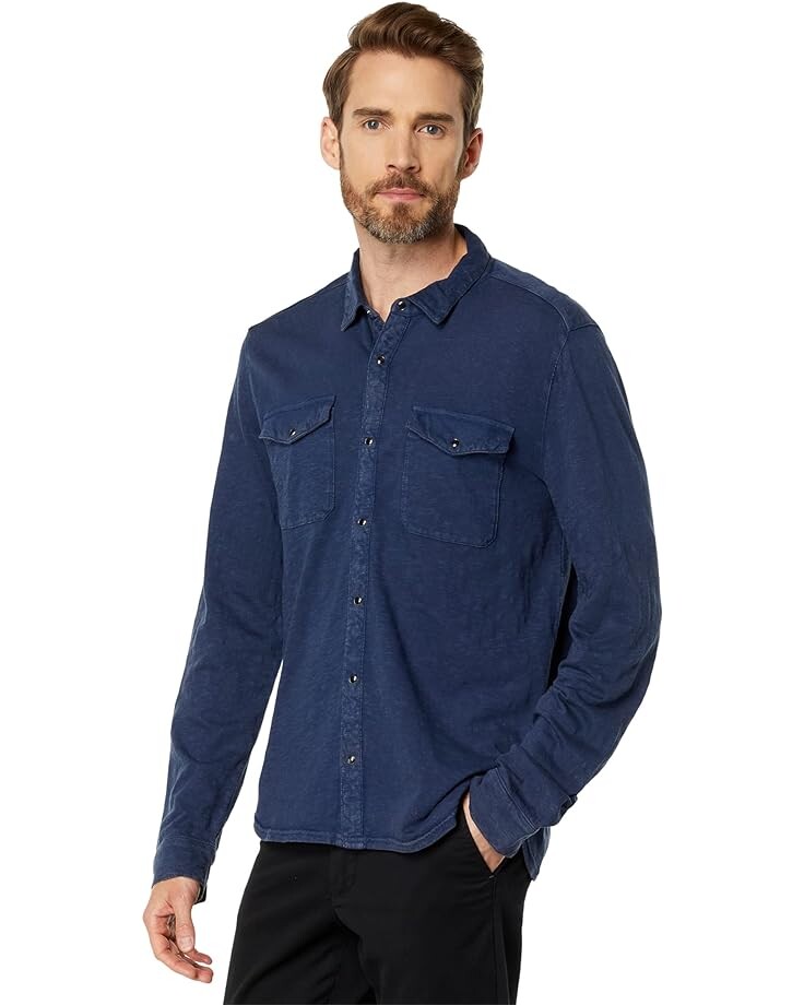 

Рубашка John Varvatos Avron Long Sleeve Knit Western, цвет Pacific Blue