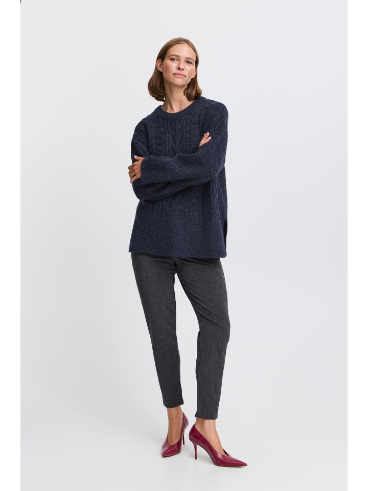 

B. young Свободный вязаный свитер BYNELLO темно-синего цвета, выполненный в меланжевом стиле