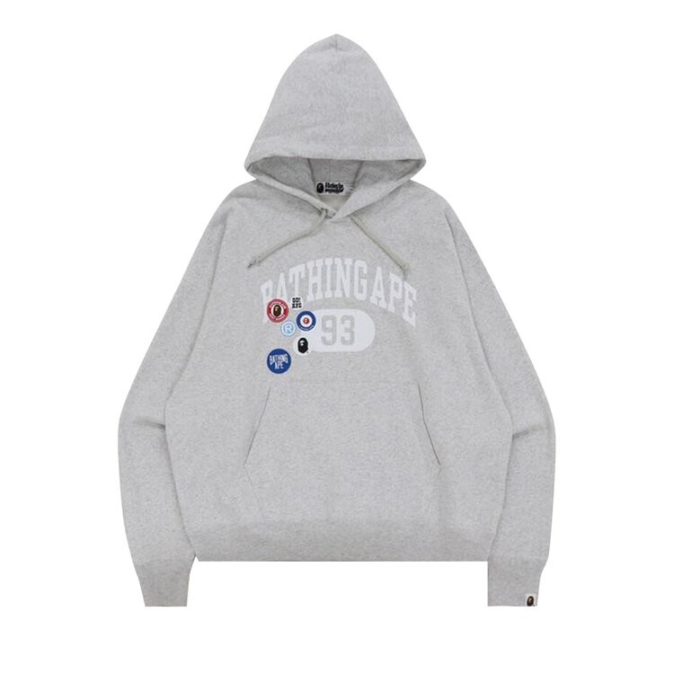 

Худи BAPE Badge Motif Loose Fit Pullover Hoodie, серый