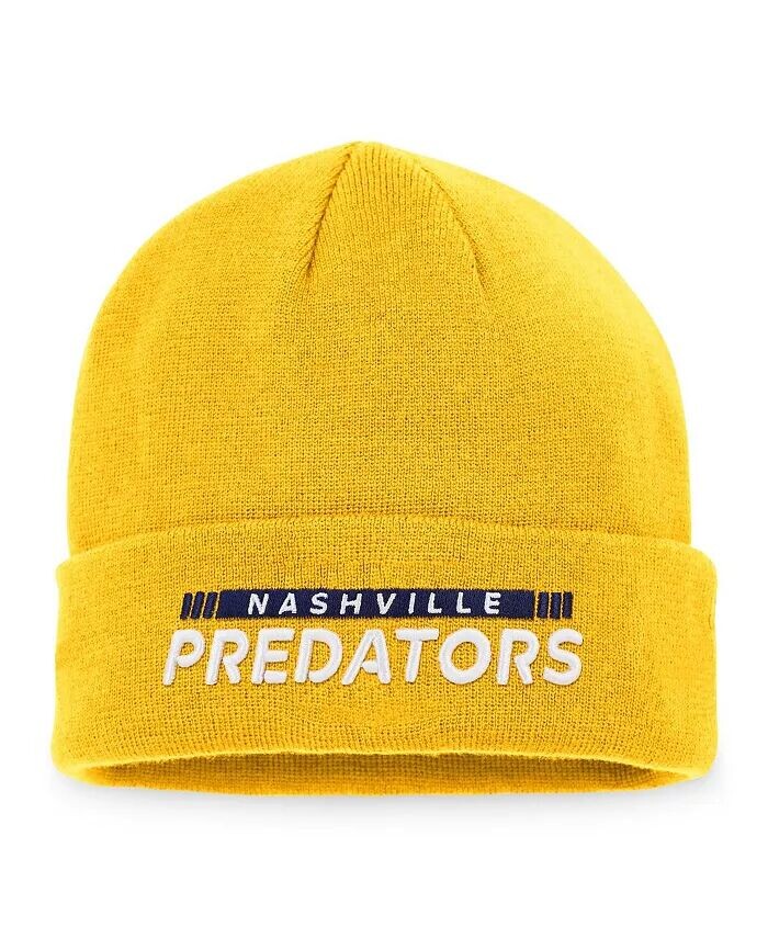 

Мужская золотая трикотажная шапка Nashville Predators Authentic Pro Rink с манжетами Fanatics
