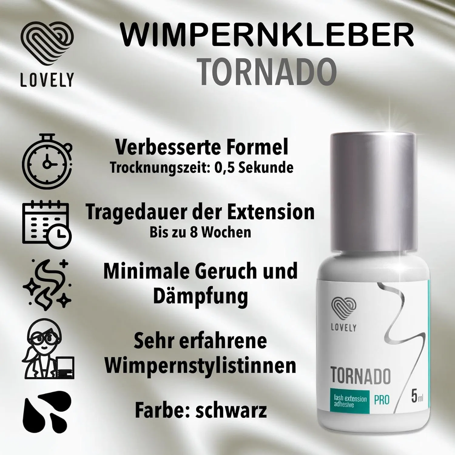 Клей для наращивания ресниц «Tornado» от LOVELY, 5 мл, черный Lovely — фото 3