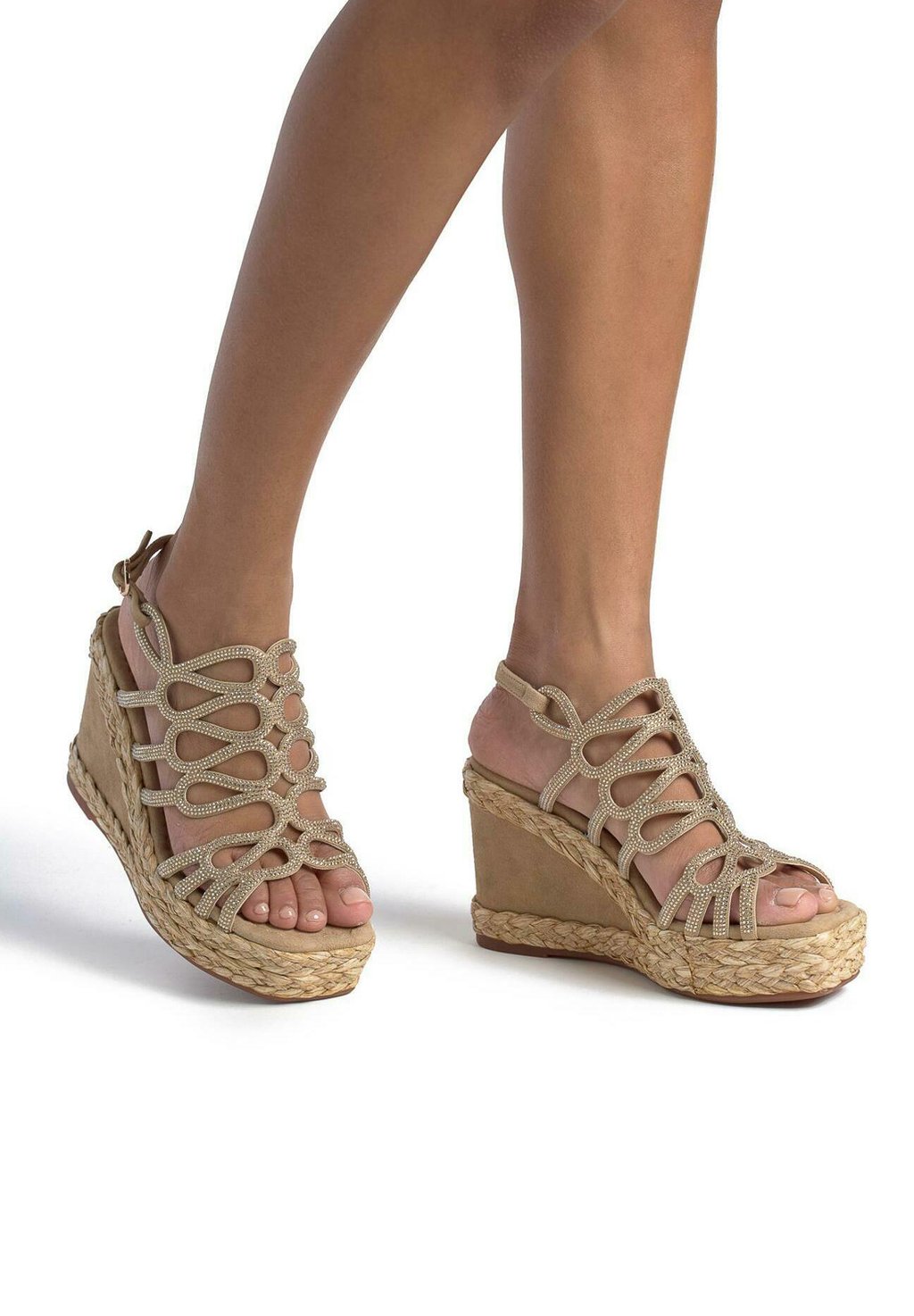 Босоножки на танкетке Y CIERRE CON HEBILLA - High heeled sandals Alma en Pena, светло-коричневый