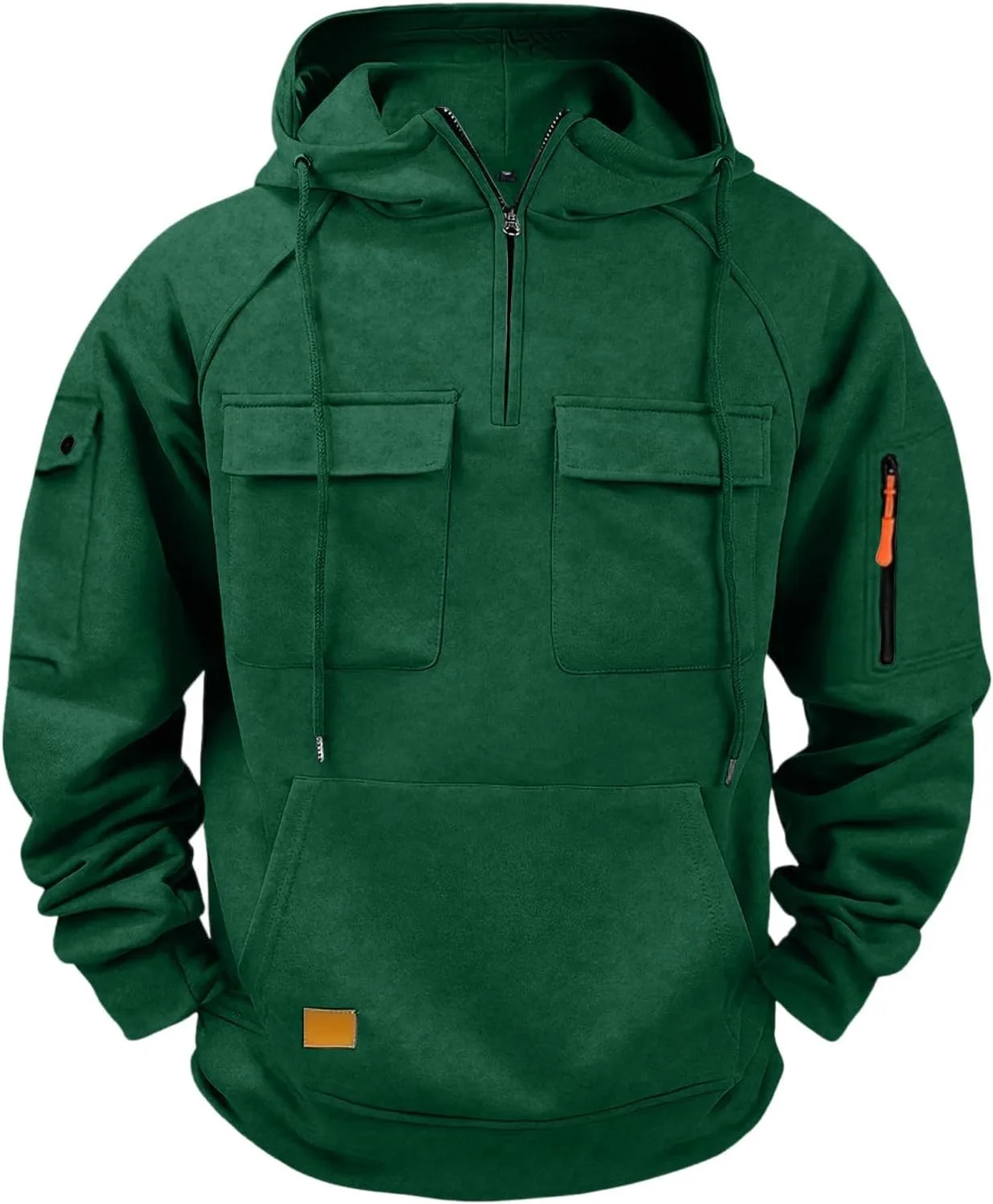 

Толстовка с капюшоном Tactical для мужчин — флисовая, с карманами, молнией на четверть QUNPIU