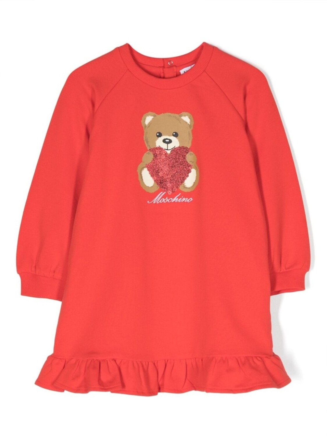 

Moschino Kids платье с оборками и принтом, красный