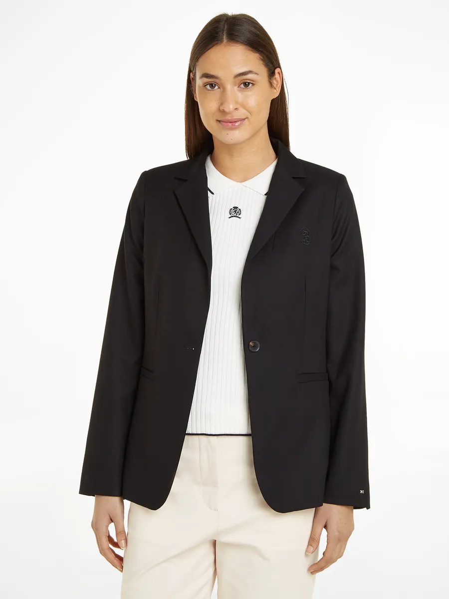 

Длинный пиджак Tommy Hilfiger "SMD CORE REGULAR SB BLAZER" с вышитым логотипом, черный