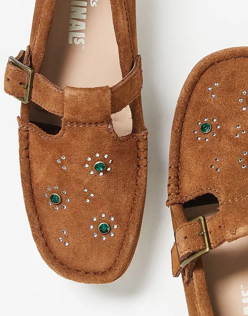 Туфли Clarks Originals Wallabee T-Bar с декоративными вставками из коричневой замши — фото 3
