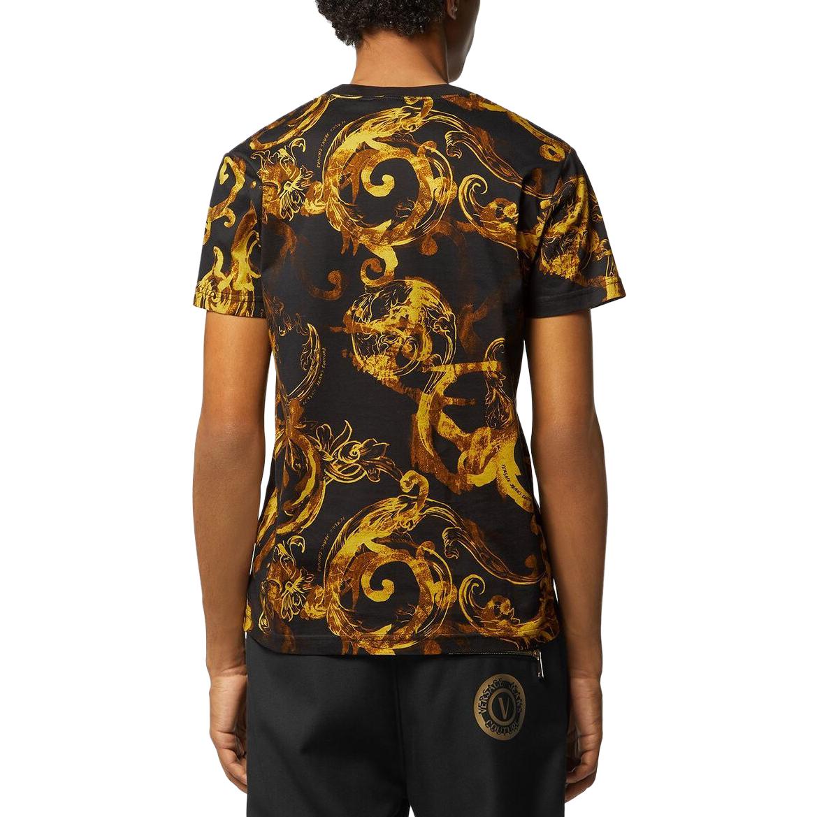 Футболка VERSACE Jeans Couture с барочным принтом, черная — фото 3