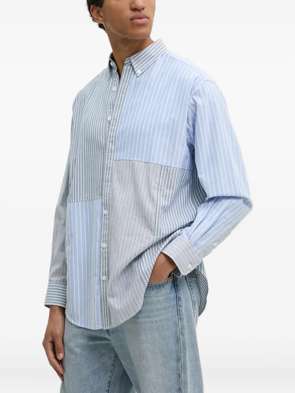 

Рубашка с полосатыми вставками Desigual, синий