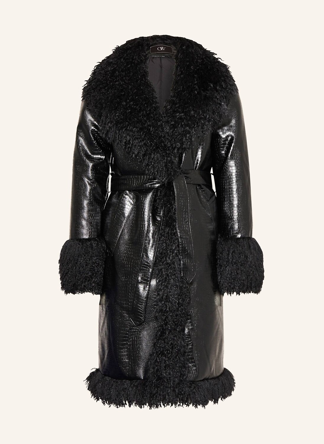 

Пальто Freya под кожу с искусственным мехом Ow Collection, черный