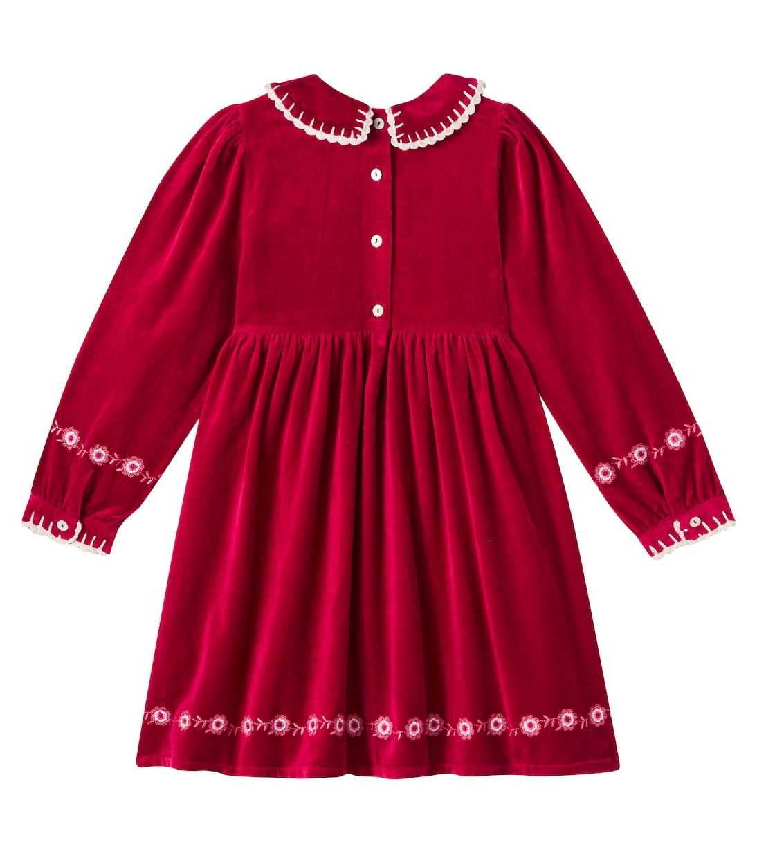 Платье Милли из хлопка и льна с вышивкой Bebe Organic, Red Flame — фото 4