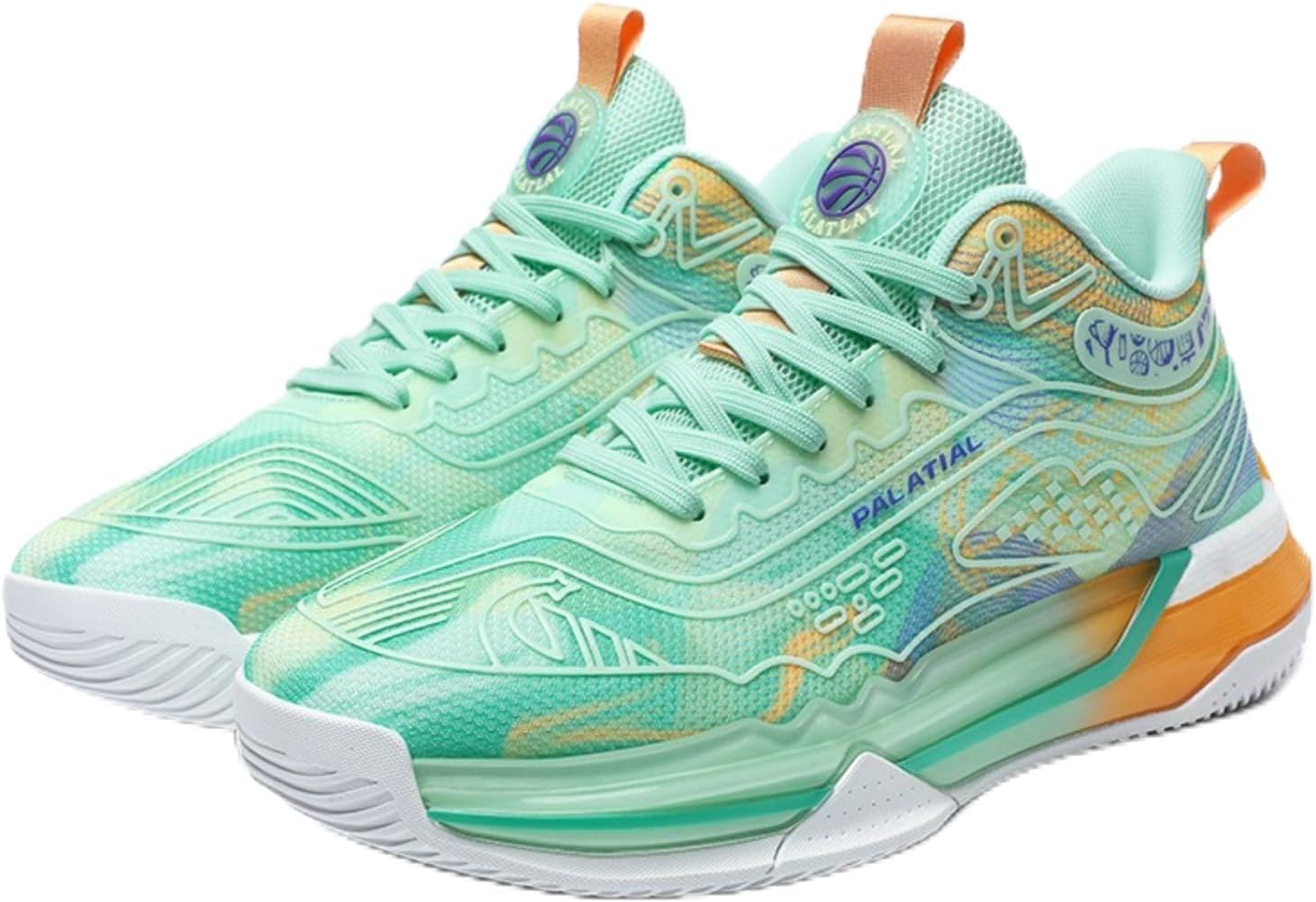 

Мужские кроссовки для баскетбола с высокой платформой, сетчатой дышащей поверхностью, шнуровкой, амортизирующей стелькой, поддержкой щиколотки, противоскользящей подошвой, для спорта Netehadi, зеленый