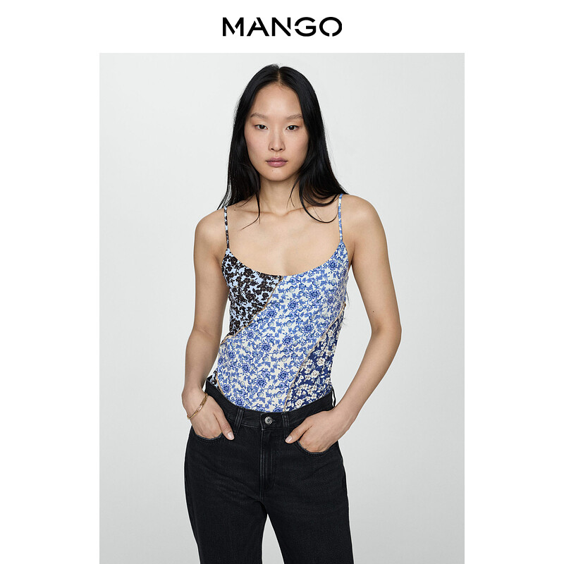 

Женский топ Mango с цветочным дизайном, синий