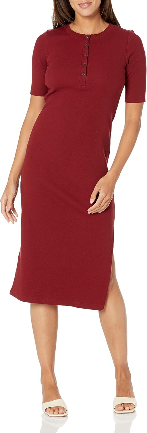 

Женское платье Calvin Klein Petite Midi с ребристыми застежками на пуговицах, Red