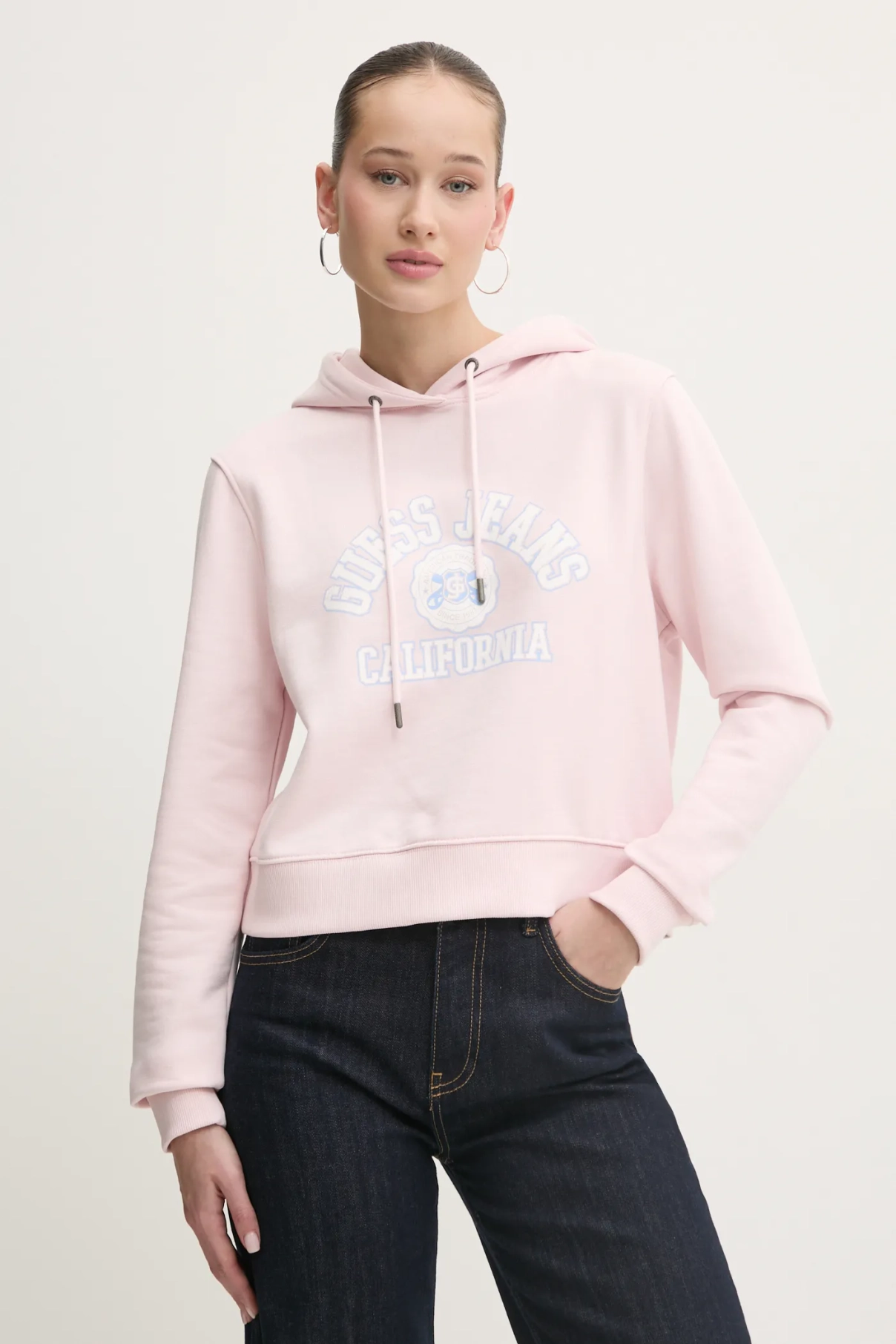 

Хлопковая толстовка Guess Jeans, розовый