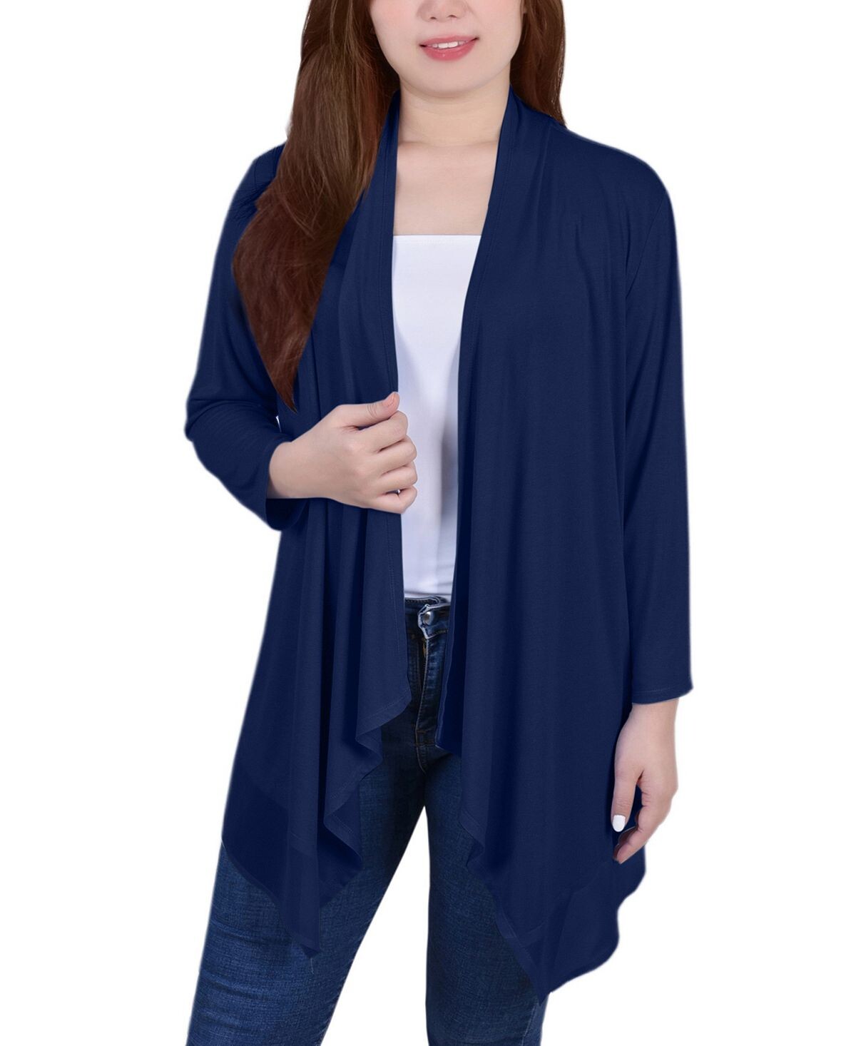 

Женский кардиган с рукавом 3/4 с акульим краем NY Collection