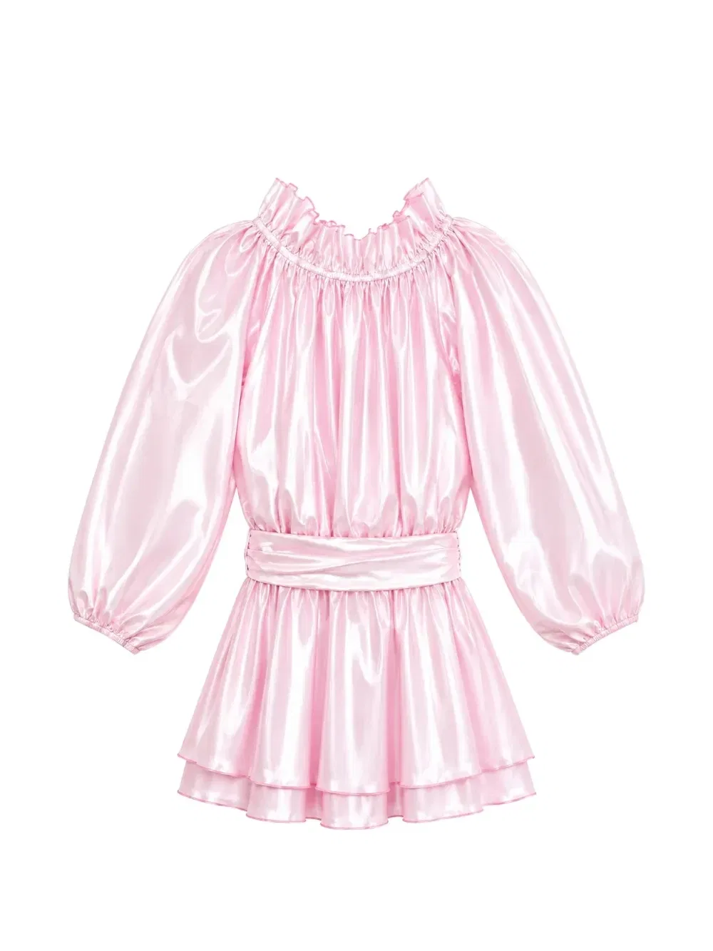 Платье Lulu с рюшами на воротнике и бантом Miss Grant Kids, розовый — фото 2