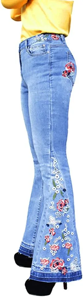 

Женские джинсы bootcut с вышивкой и эластичным денимом cffvdiz