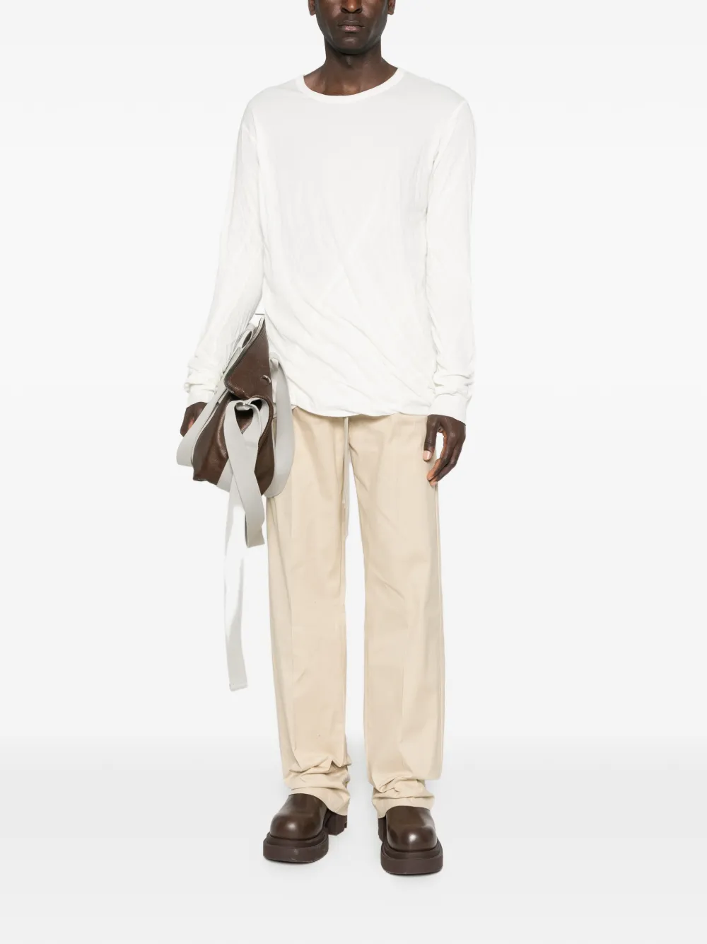 Брюки с клапанами на карманах и завязкой на талии Rick Owens, бежевый — фото 2