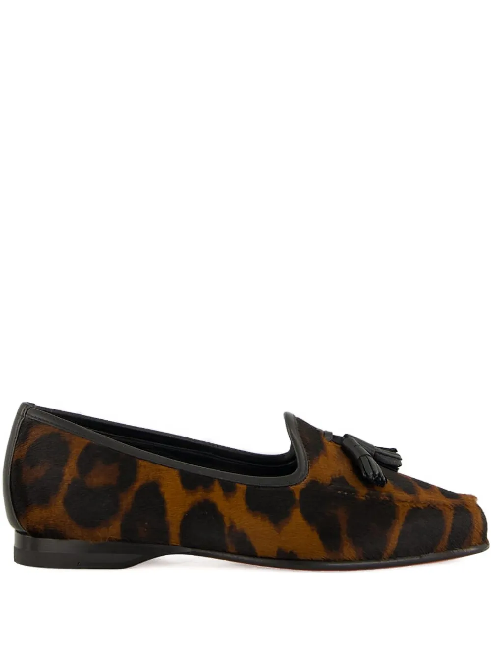 Лоферы с леопардовым принтом и кисточками Santoni, коричневый