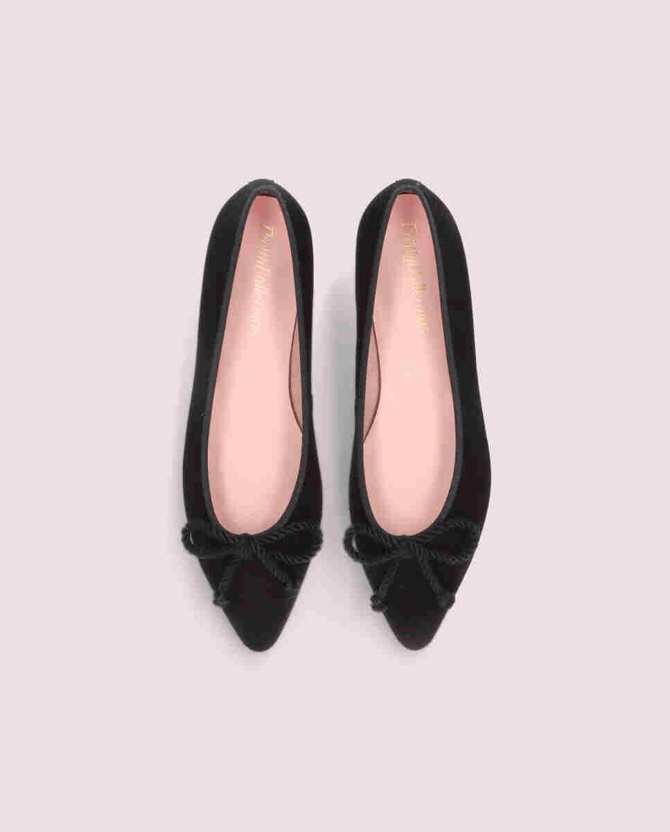 Женские балетки из мягкой черной замши с декоративным черным бантом Pretty Ballerinas, черный — фото 3