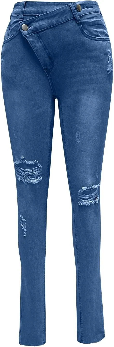 Сексуальные джинсы для женщин Low Waisted Skinny Bootcut с потертостями — фото 4