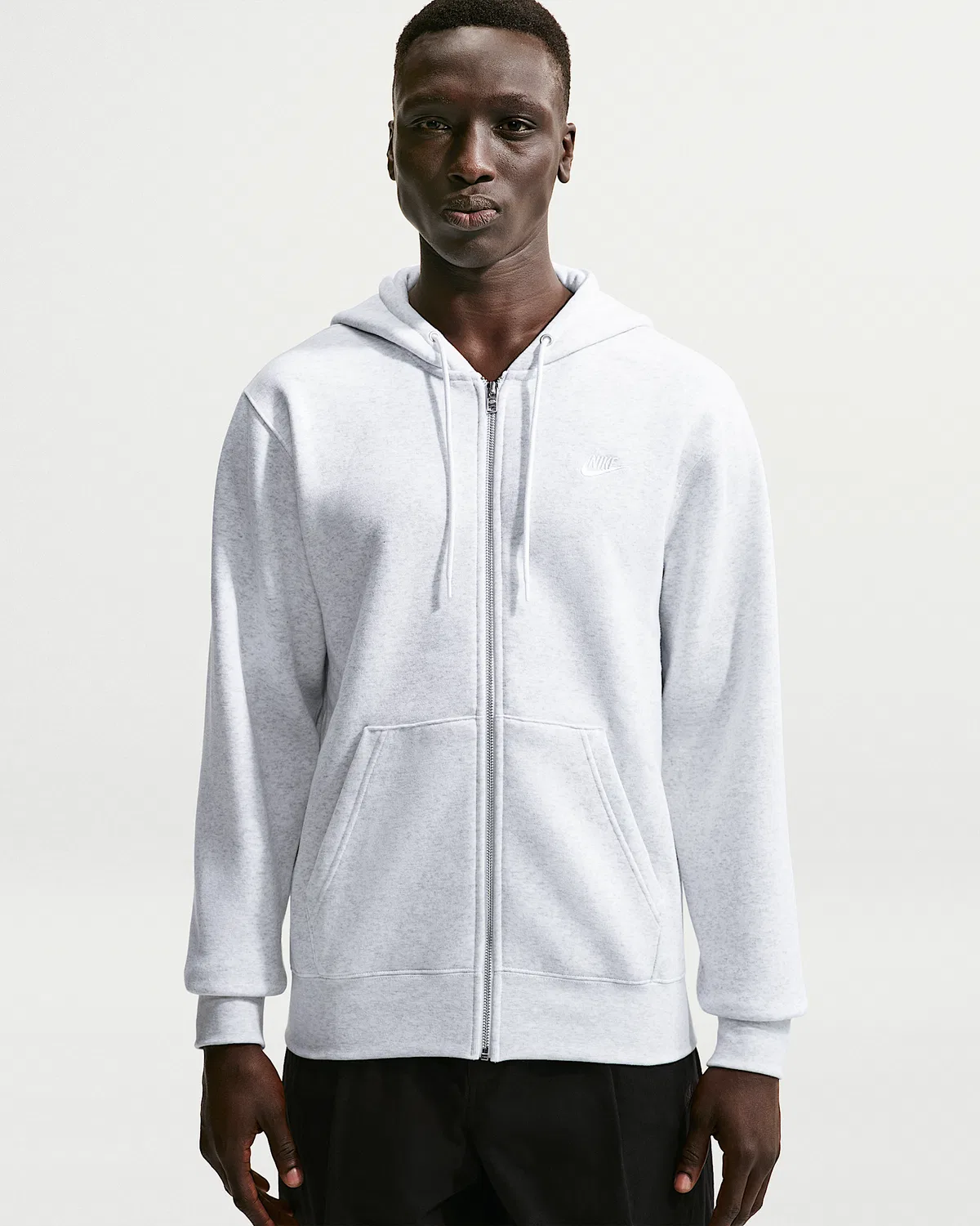 Мужская флисовая кофта на молнии Nike Club, Birch Heather/White/White