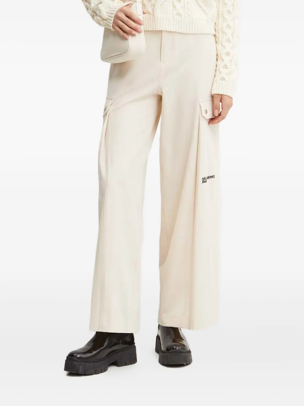 

Карго-брюки с вышитым логотипом Karl Lagerfeld Jeans, кремовый